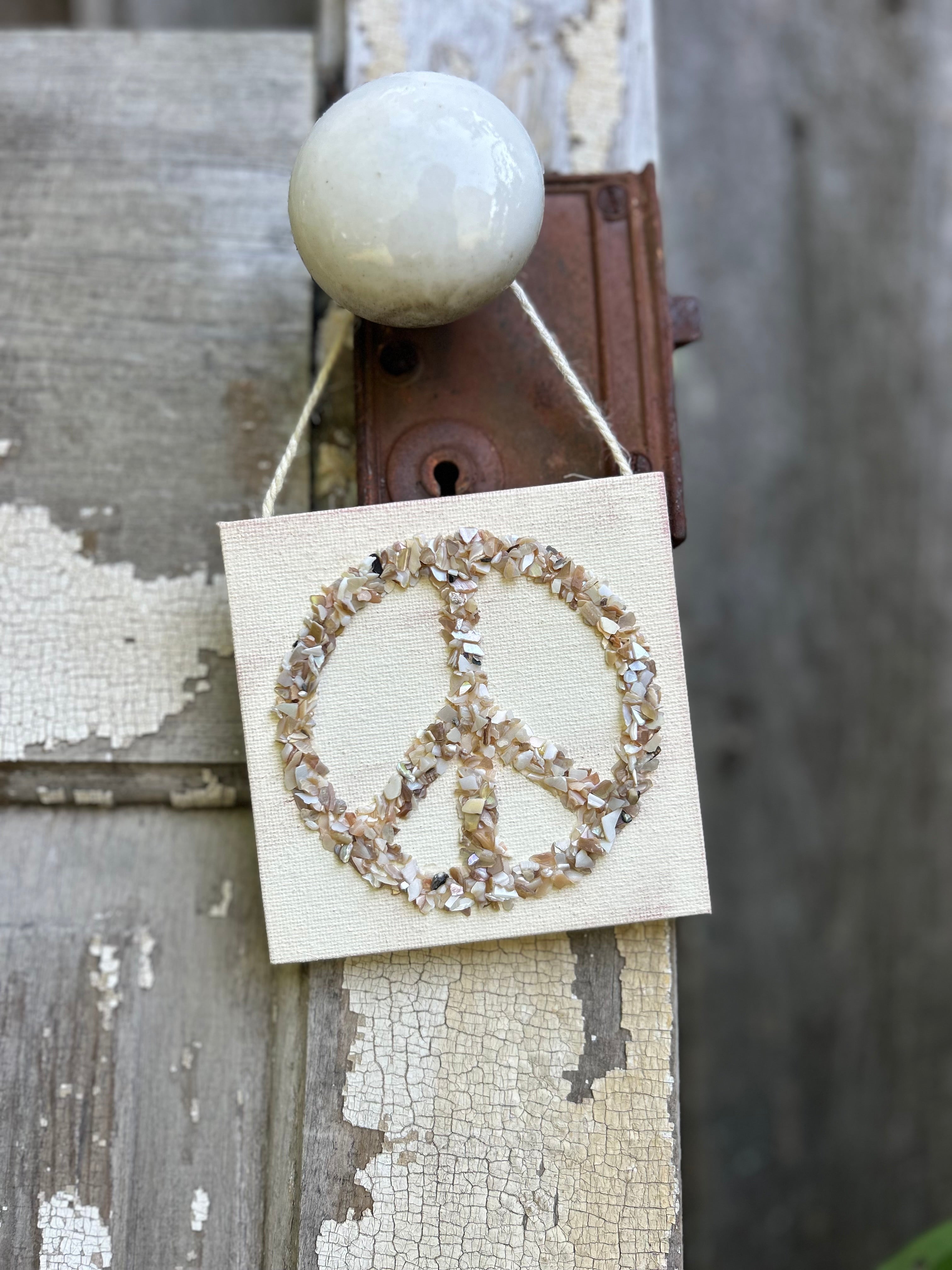 T1397 Peace Sign Made of Crushed Shells Ornament