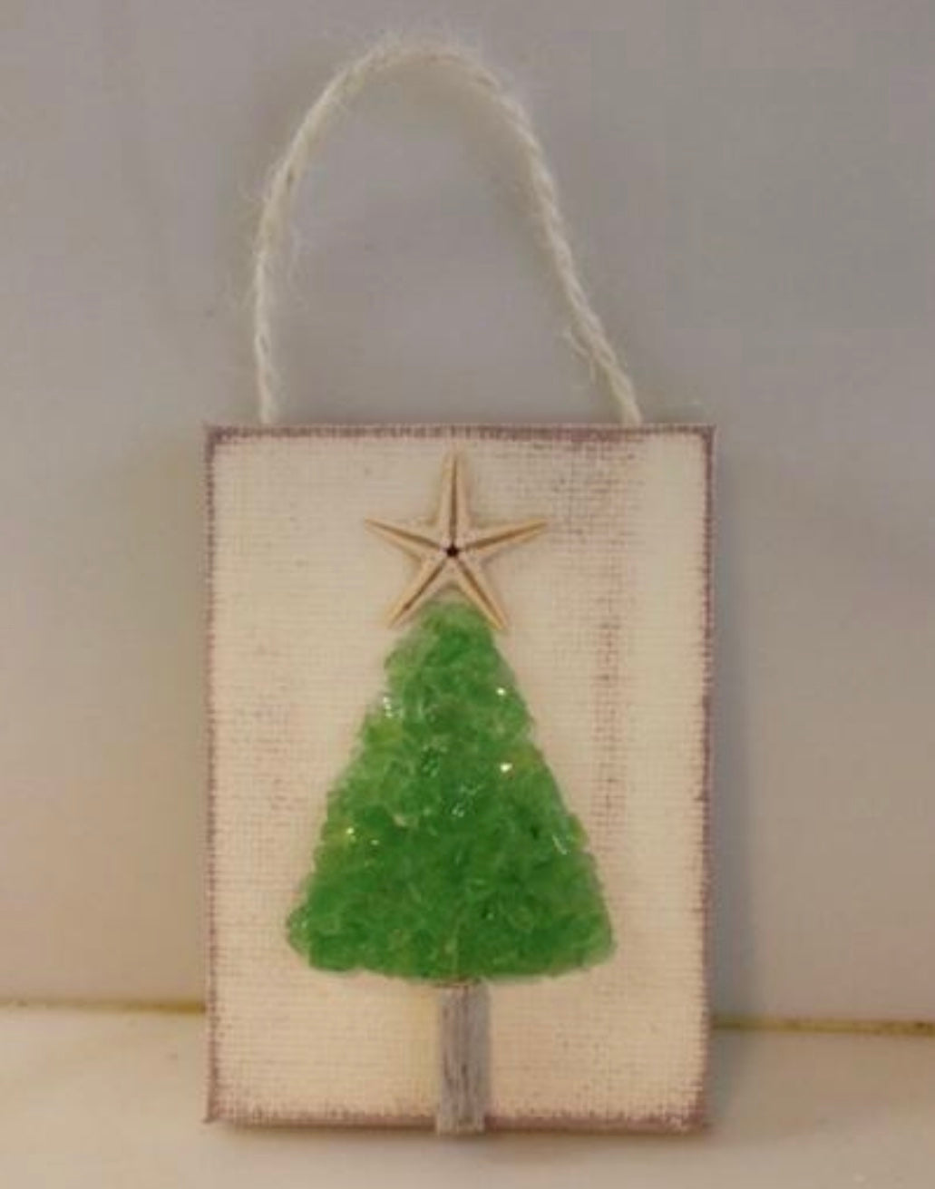 Christmas tree ornament green crushed glass