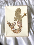 Mermaid on Canvas Made with Small Shells & Sand