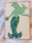 Mermaid on Canvas Made of Green Crushed Glass