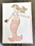 Mermaid on Canvas Made of Pink Sand & Crushed Glass