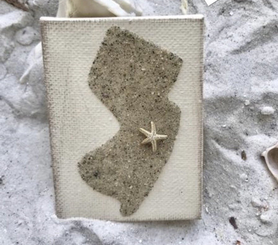 Jersey State Shape Ornament Made With Sand