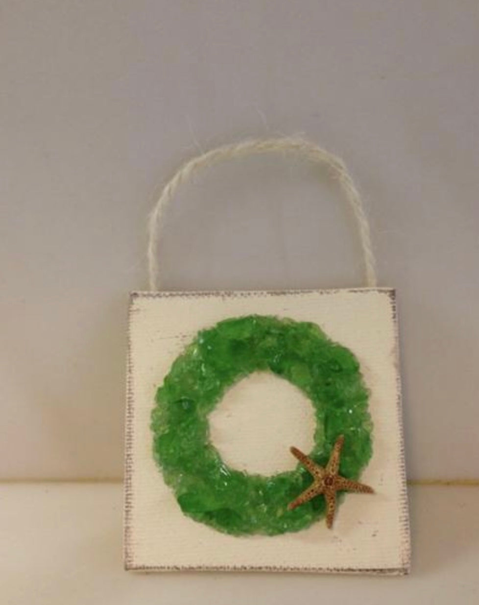 Christmas Wreath Ornament green crushed glass