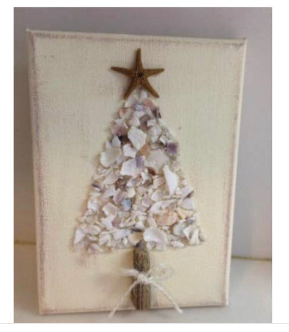 TC1012--5x7 Christmas Tree on canvas crushed shell