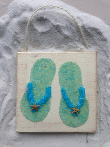 Flip Flop Pair Ornament made with Crushed Glass