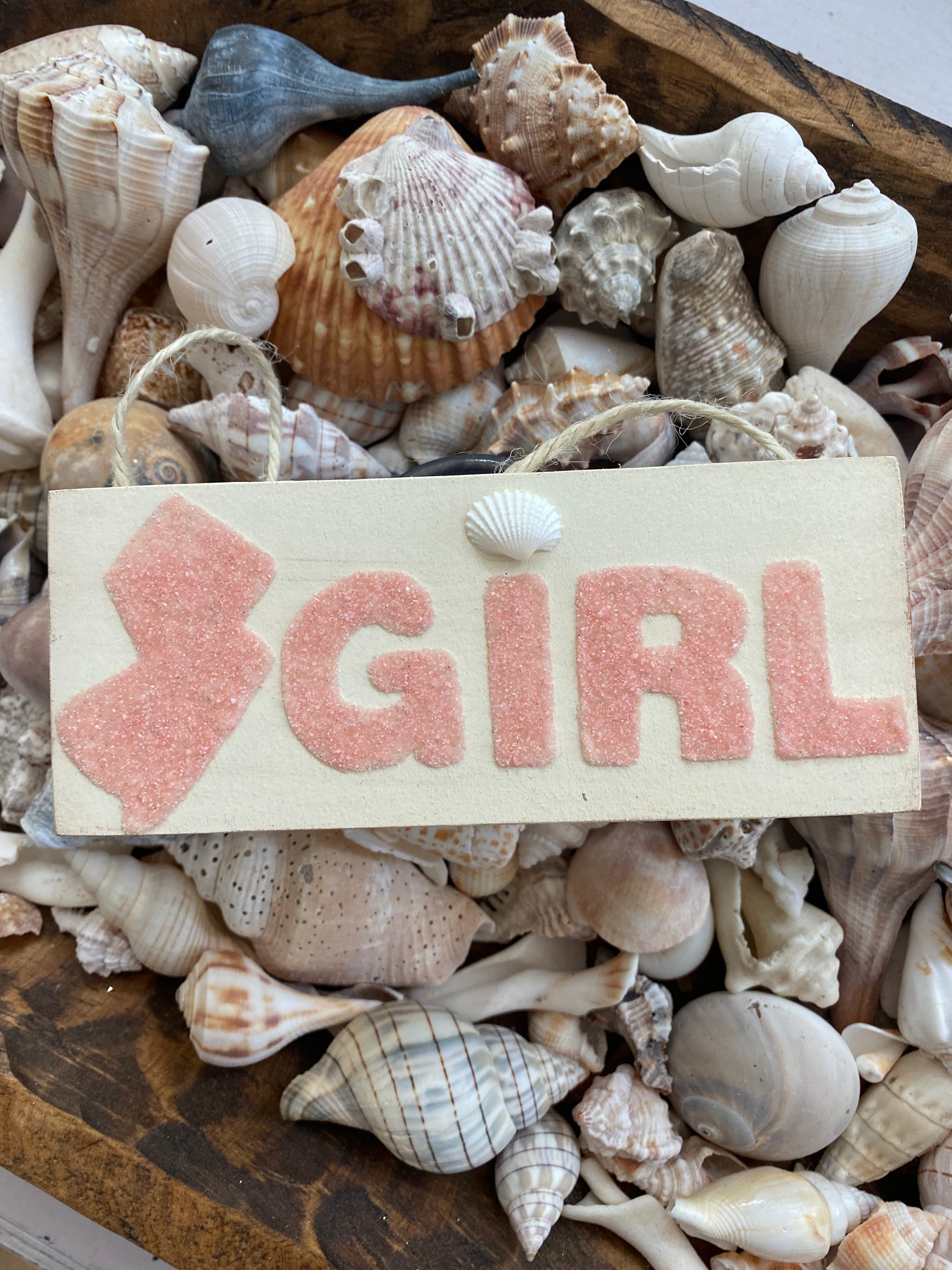 Jersey Girl Sign Made of Pink Crushed Glass