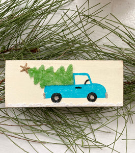 T1601 wood hanging aqua truck with tree