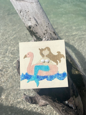T3052  mermaid on flamingo float